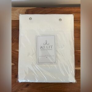 Au Lit Fine Linens Small Waffle White Shower Curtain